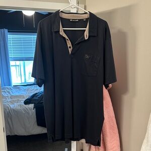 Travis Mathew Black Polo Shirt with Tan Accents